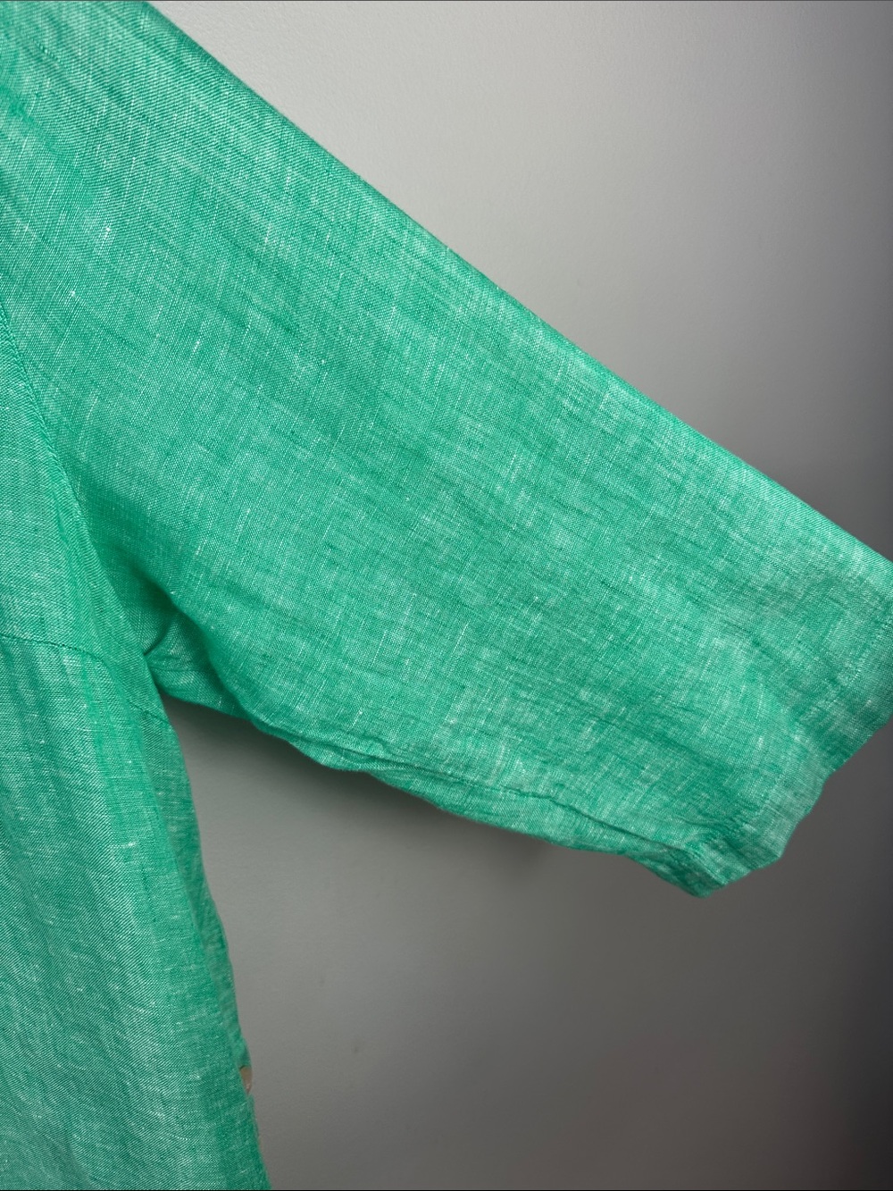 Tahari Seafoam Green Linen Split-Neck Relaxed Fit Tunic NEW! - Picture 6 of 8